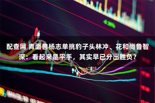 配查网 青面兽杨志单挑豹子头林冲、花和尚鲁智深：看起来是平手，其实早已分出胜负？