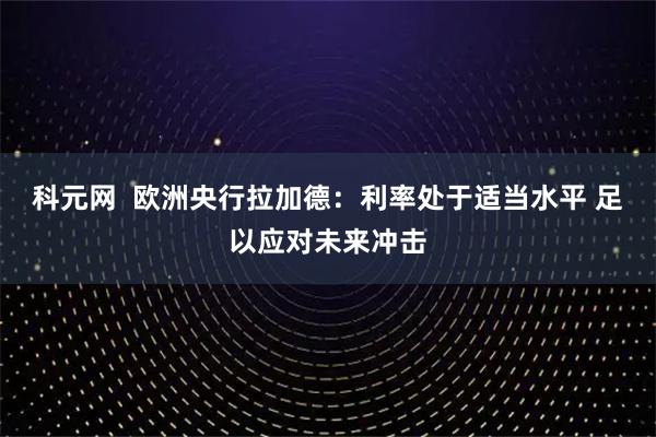 科元网  欧洲央行拉加德：利率处于适当水平 足以应对未来冲击