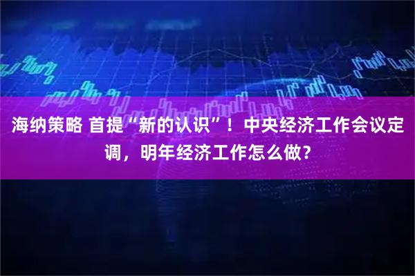 海纳策略 首提“新的认识”！中央经济工作会议定调，明年经济工作怎么做？